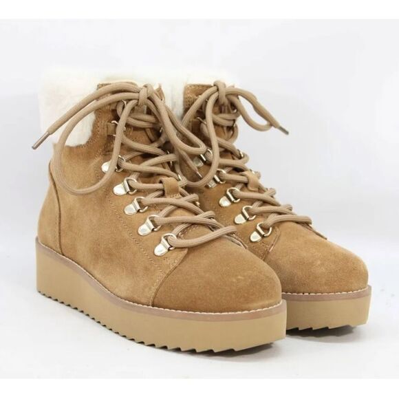 Sam Edelman Franc cognac fur trim boots size 6 - Picture 1 of 9